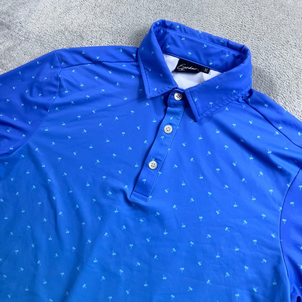 Sunday Swagger Mens Blue Ombre Palm Tree Golf Polo Shirt Size M Cox Business